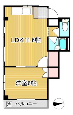 永瀬ハイツ(1LDK/2階)の間取り写真