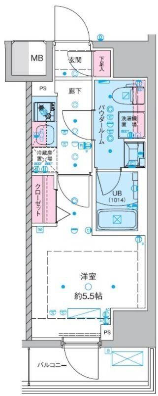 ジェノヴィア西川口III(1K/6階)の間取り写真