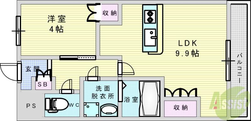 エスペランス(1LDK/2階)の間取り写真