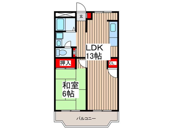 リナス所沢(1LDK/1階)の間取り写真