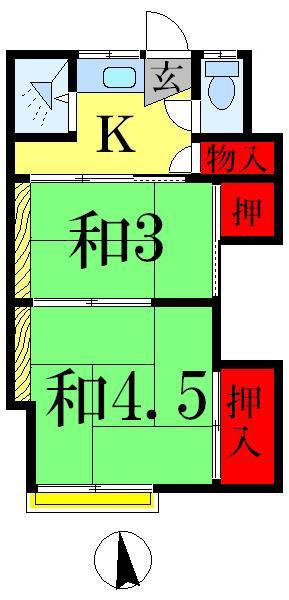 いわき荘(2K/2階)の間取り写真