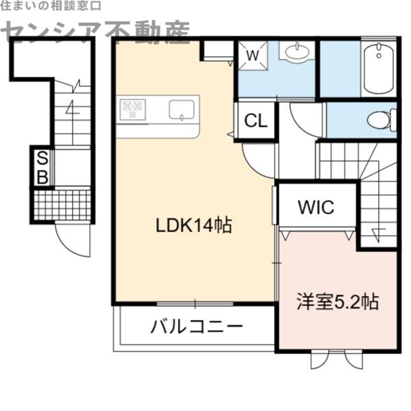 IKメゾンA(1LDK/2階)の間取り写真