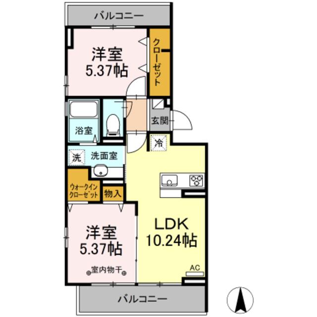 令和ハウス′21(2LDK/3階)の間取り写真
