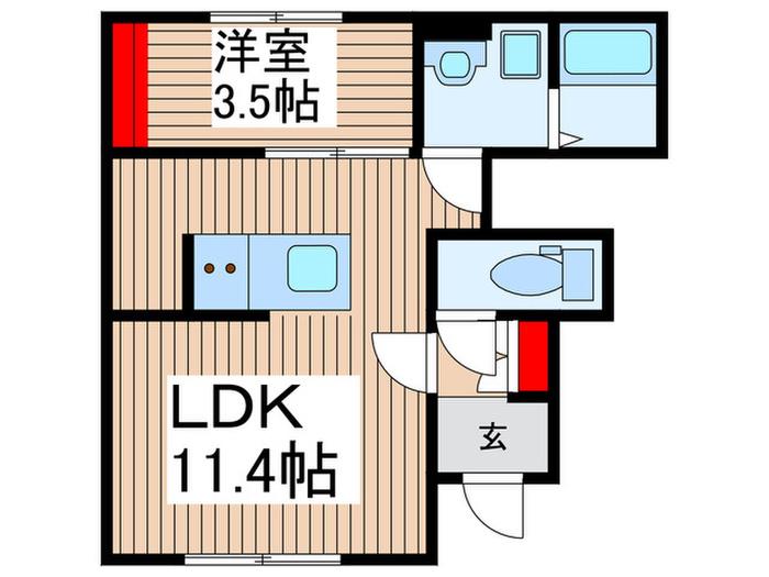 リーブルファイン川口東本郷(1LDK/1階)の間取り写真