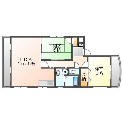 サンハイム岡町(2LDK/2階)の間取り写真