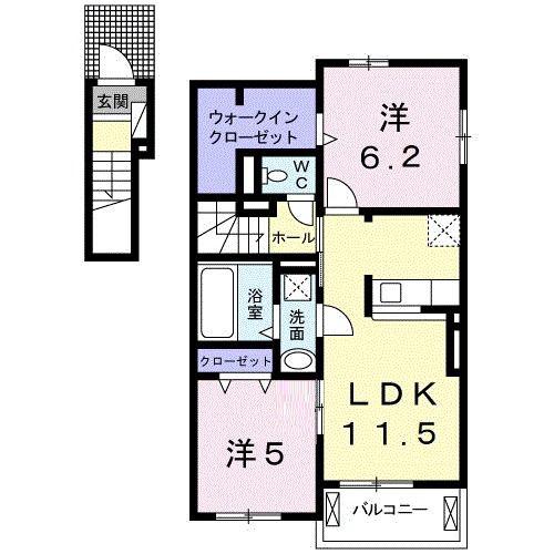 レスポアール本庄(2LDK/2階)の間取り写真