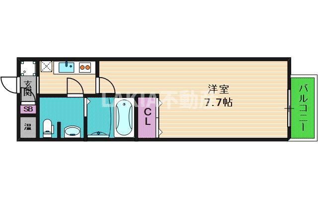 ルミエール清水谷(1K/5階)の間取り写真