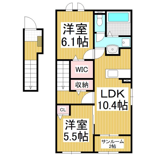 コンフォーティア信濃大町II(2LDK/2階)の間取り写真