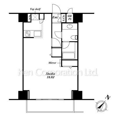 ROPPONGI RESIDENCES(ワンルーム/9階)の間取り写真