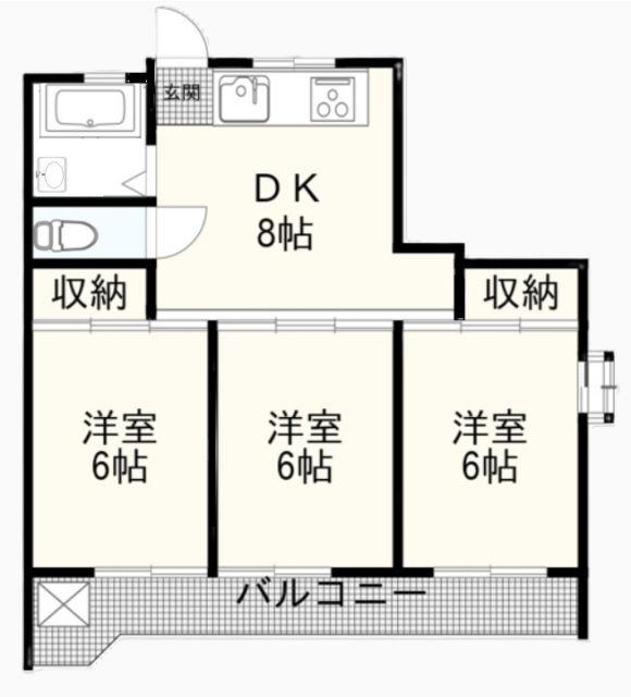 湊コーポII(3DK/4階)の間取り写真