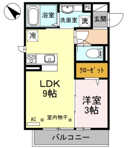 ELVITA(1LDK/1階)の間取り写真