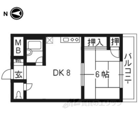 リバティヒルズ(1DK/3階)の間取り写真
