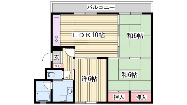 ホワイトビラ(3LDK/2階)の間取り写真