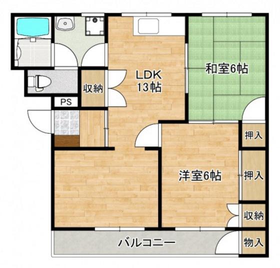 ニューライフ石田(2LDK/2階)の間取り写真