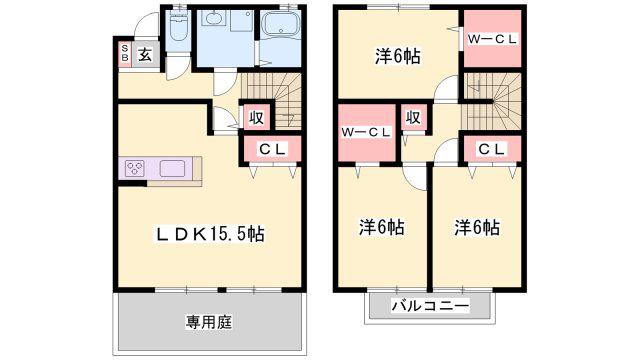 メゾンセジュールA(3LDK/1階)の間取り写真
