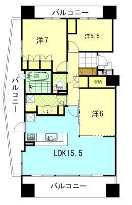 ランドシティ秋田駅前(3LDK/13階)の間取り写真