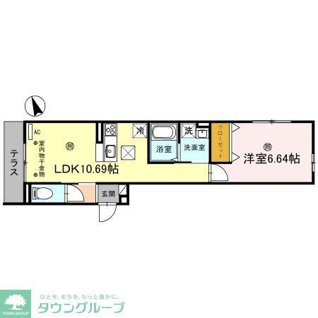 ANGELO(1LDK/1階)の間取り写真