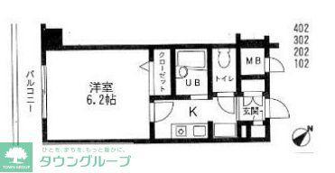 アーバンスプラザイシワタ7(1K/2階)の間取り写真