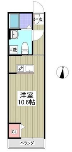 MSテラス(ワンルーム/2階)の間取り写真