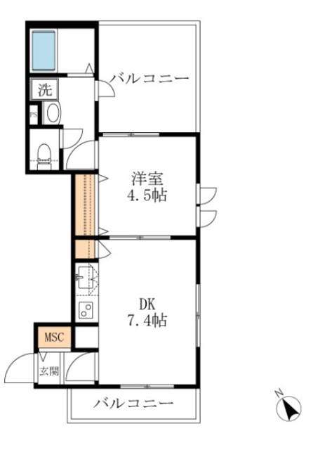 ルーエプラッツ(1DK/4階)の間取り写真