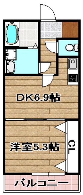 チャルテ高槻富田A棟(1DK/1階)の間取り写真