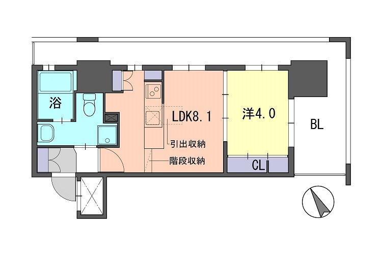F・PARC GRANDMARK天神(1LDK/2階)の間取り写真