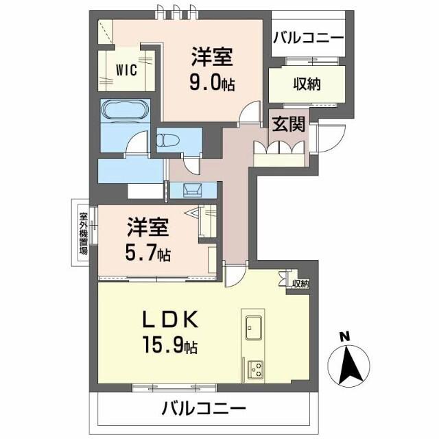 シャーメゾン西岐阜アバンセ(2LDK/3階)の間取り写真