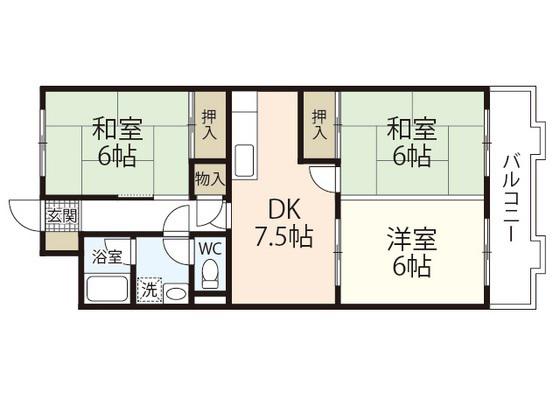 第2鈴峰ビル(3DK/2階)の間取り写真