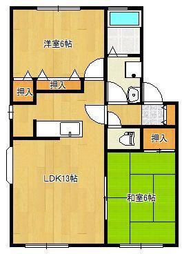 クルム新門司 C棟(2LDK/1階)の間取り写真