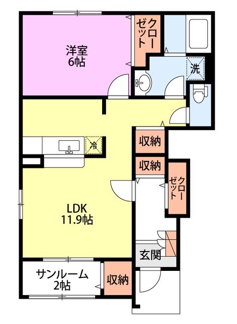 オリオン サンライズ B(1LDK/1階)の間取り写真