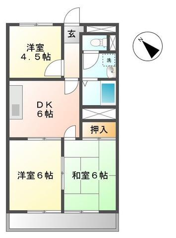 アストラル2(3DK/2階)の間取り写真