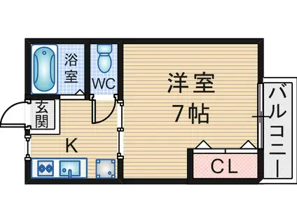 ラフィーネ曽根III(1K/2階)の間取り写真