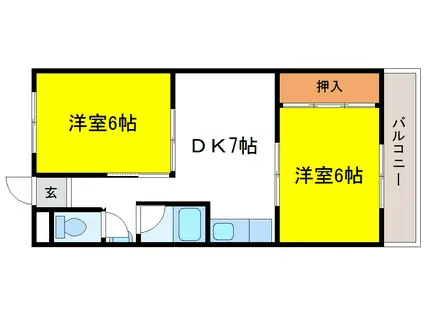 グランベガ平野南(2DK/4階)の間取り写真