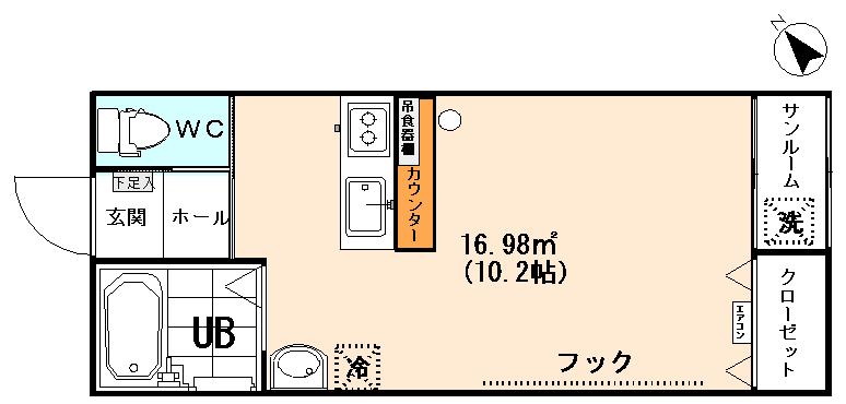 NSコーポ西高岡(ワンルーム/1階)の間取り写真