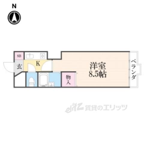 シティコア30朱雀(1K/1階)の間取り写真