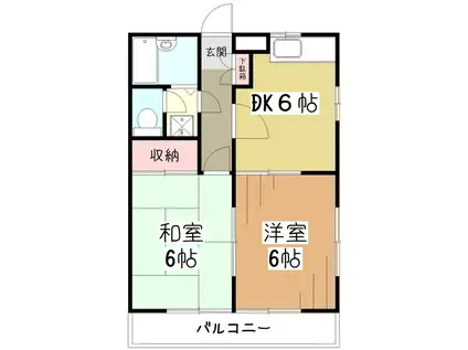上宿ハイツ(2DK/2階)の間取り写真