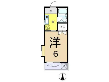 グリーン・ベル(ワンルーム/2階)の間取り写真