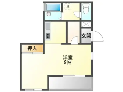 JR姫新線 津山駅 徒歩39分 2階建 築37年(1K/2階)の間取り写真