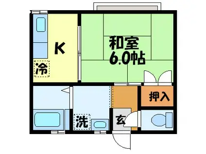 ハイツ田上(1K/2階)の間取り写真