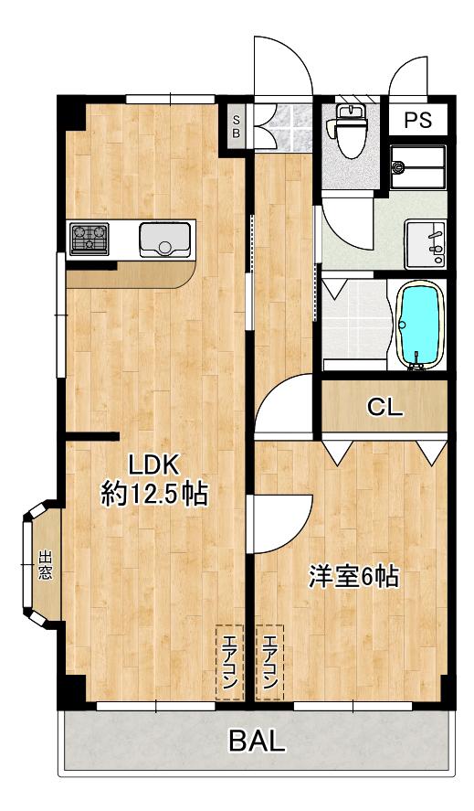 モトハシマンション(1LDK/3階)の間取り写真