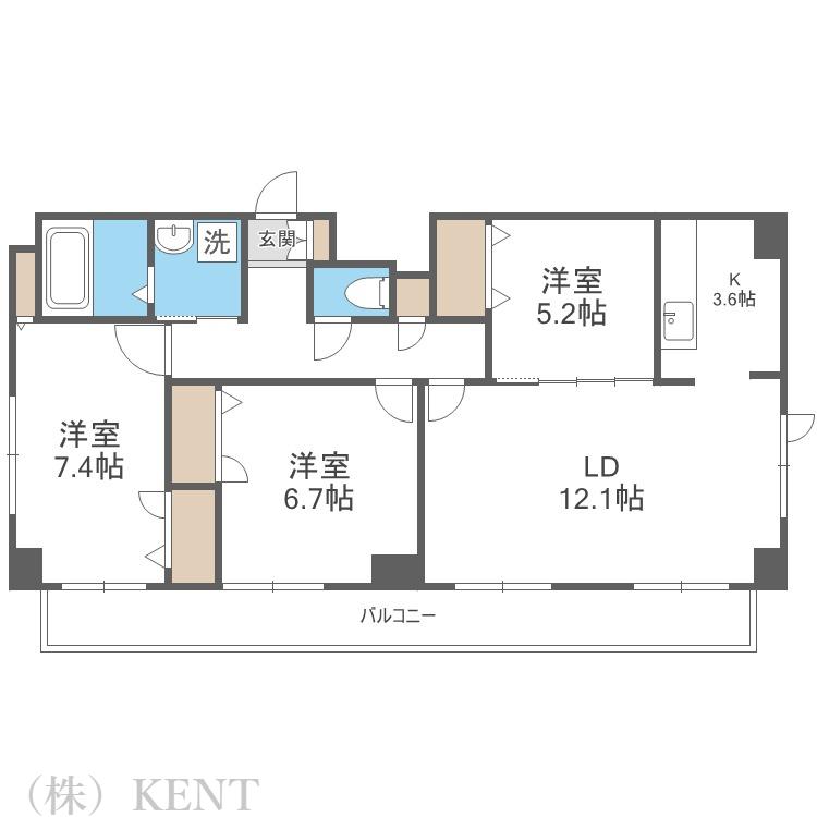 モンブリック琴似(3LDK/6階)の間取り写真