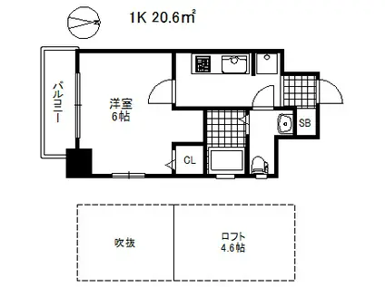 エステムコート神戸・県庁前Ⅳグランディオ(1K/12階)の間取り写真