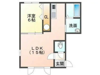 ガレリアII(1LDK/1階)の間取り写真