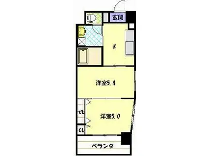 スカイコート西山(2K/10階)の間取り写真