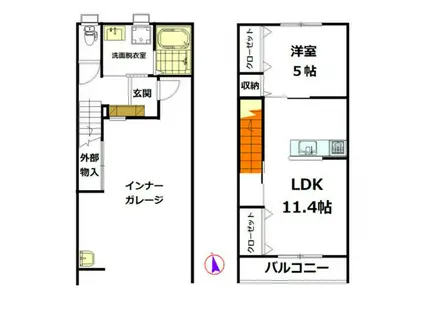 MAISON NANA(1LDK/2階)の間取り写真