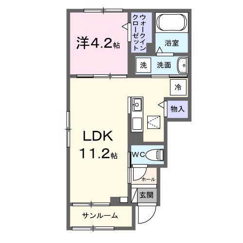 アン・フェリシア(1LDK/1階)の間取り写真