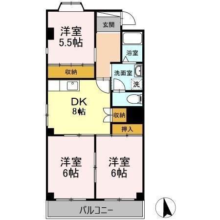 エスプラナード(3DK/2階)の間取り写真