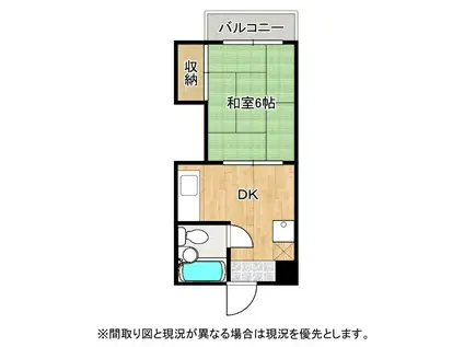 黒崎駅前グリーンビル(1DK/5階)の間取り写真