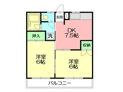 フローラルマンション(2DK/2階)の間取り写真