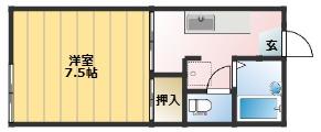 キャンパス77(1K/2階)の間取り写真